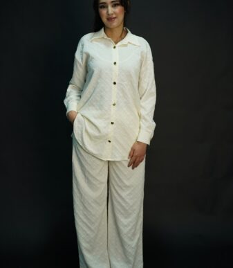 Ensemble Chemise + Pantalon - Goufrie Creme