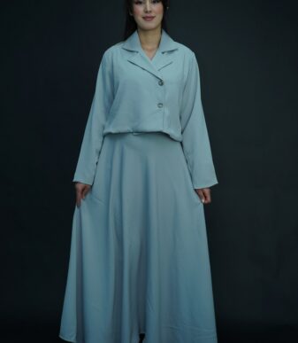 Ensemble Veste + Jupe - Crepe Bleu Ciel