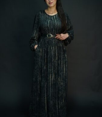 Robe Longue - Chiffon Lurex Noir