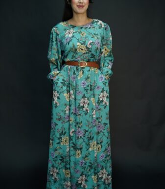 Robe Longue - Muslim Floral Turquoise